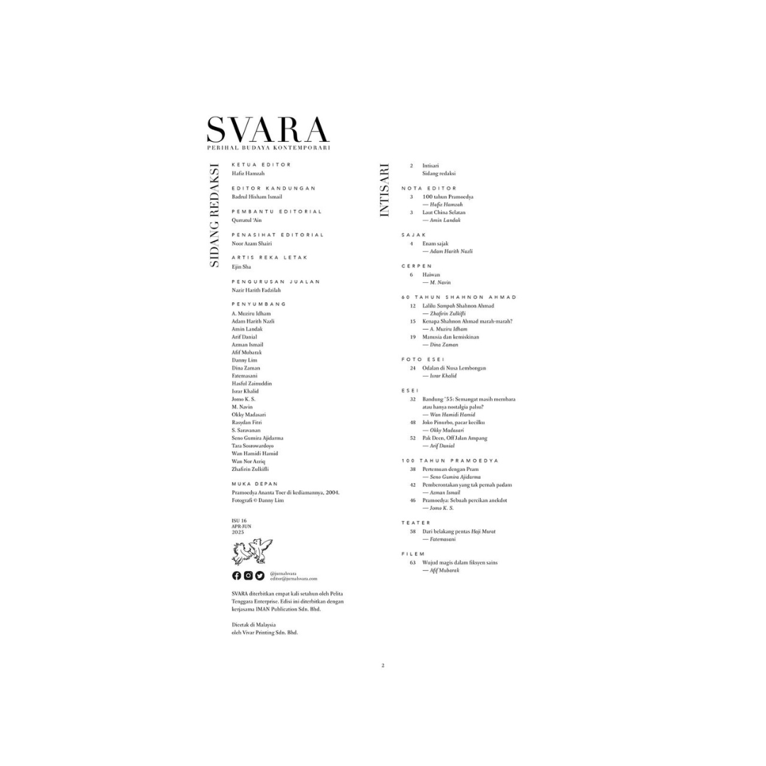 SVARA 16: 100 Tahun Pramoedya [PRE-ORDER]